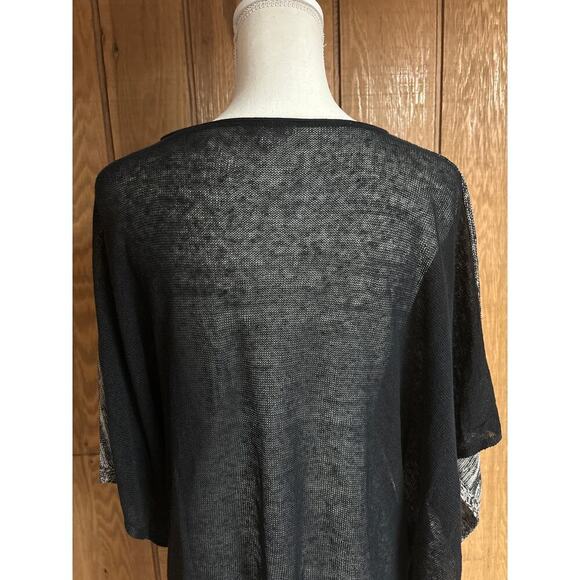 Eileen Fisher 100% Organic Linen Women’s Poncho Fall Layering Black Gray Witchy - Picture 4 of 6